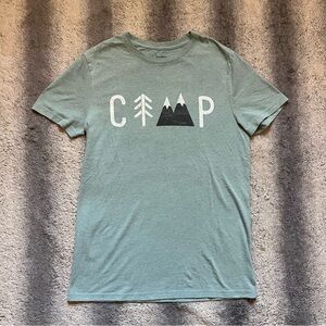 Goodfellow & Co Camp Tee Shirt Mens Small Light Green White Mountain Tree Logo